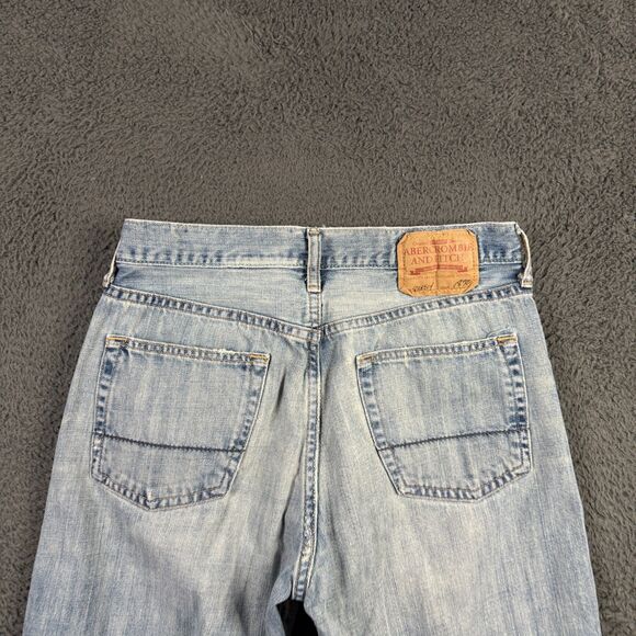Vtg Abercrombie & Fitch Jeans Mens 30x32 Blue Bootcut Y2K Faded Light Wash - Picture 11 of 16